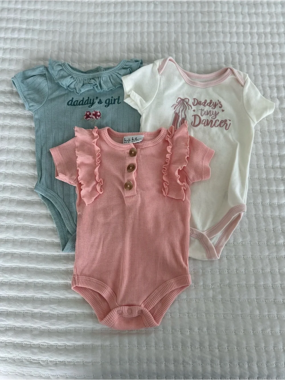 Three-Pack Baby Girls One-Piece Bodysuits -  Size 6-9 months